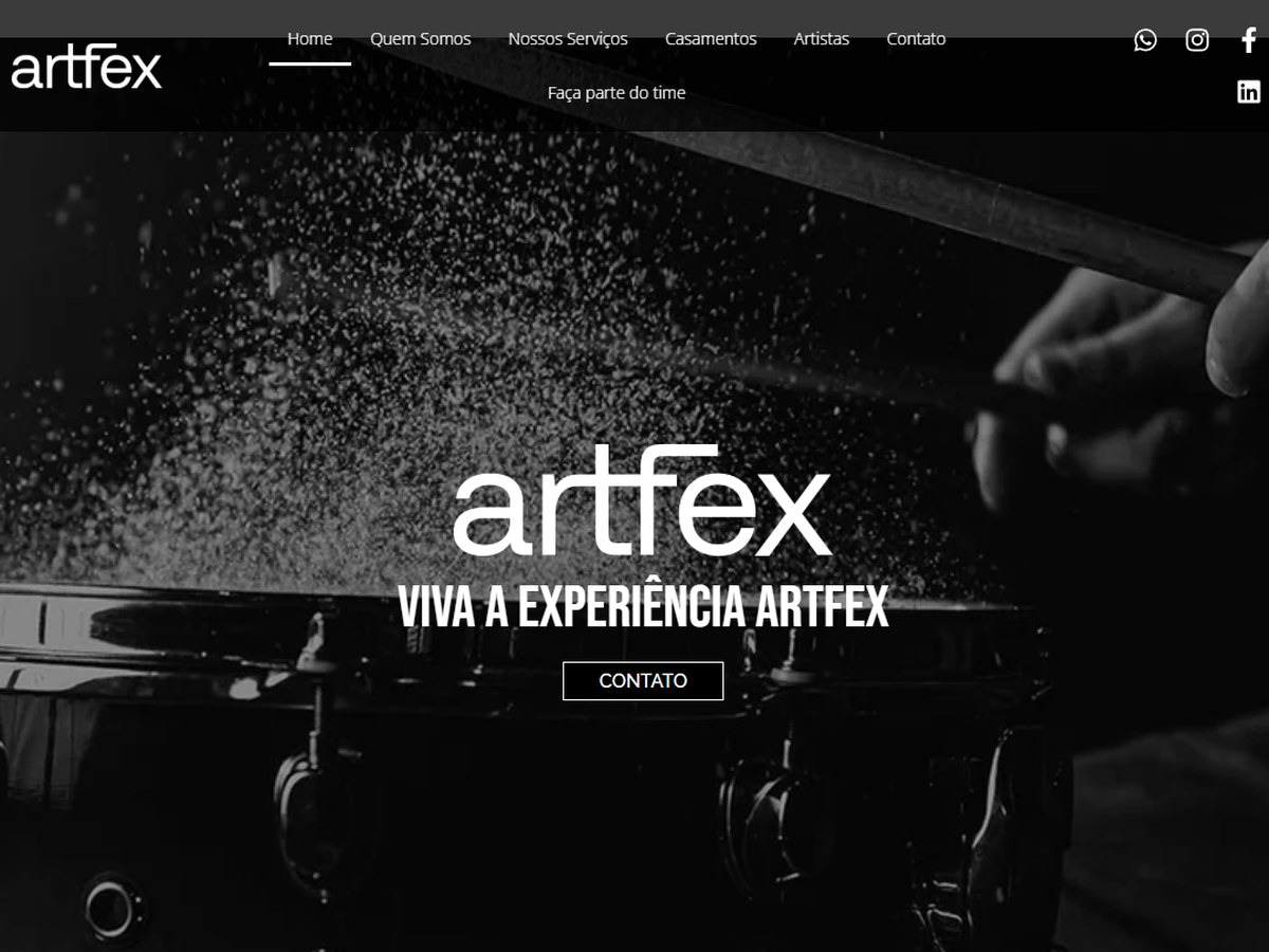 Prévia do site Artfex Music, entretenimento e eventos