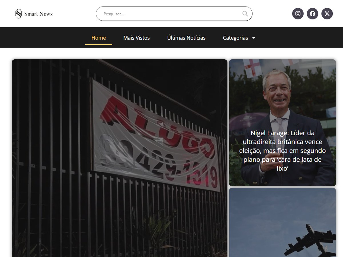 Prévia do site Smart News BR, portal de notícias